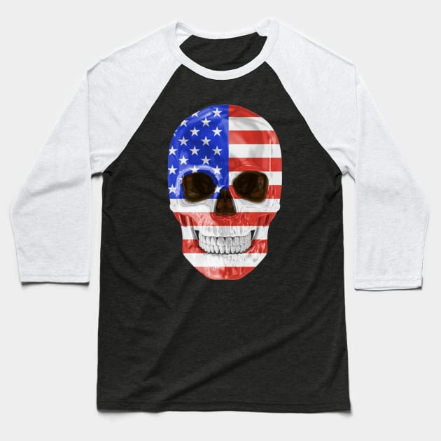 USA Flag Skull - Gift for American With Roots From USA Baseball T-Shirt by Country Flags